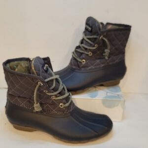 Sperry Top Sider Saltwater Duck Boots Women’s Size 6M  STS93027 Gray Quilted